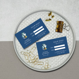 Blue Floral Scissors Hair Stylist Appointment Afsprakenkaartje