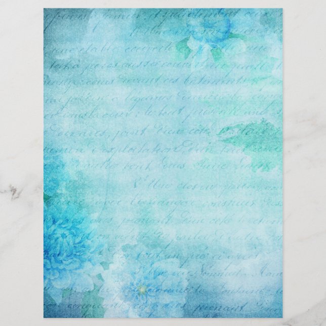 Blue Floral Scrapbook Ephemera (Voorkant)