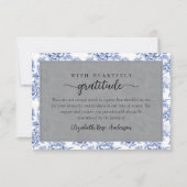 Blue Floral Script Funeral Bedankkaart (Voorkant)
