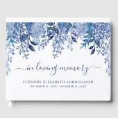 Blue Floral script in Loving Memory Gastenboek (Voorkant)