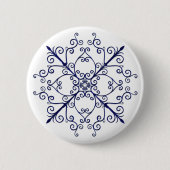Blue Floral Scroll Button (Voorkant)