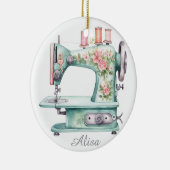 Blue Floral Sewing Machine Ornament  (Rechts)