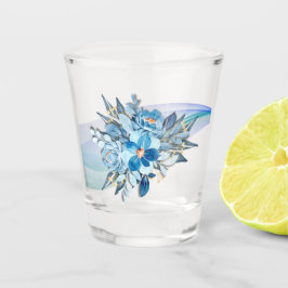 Blue Floral Shotglass Wedding Favor Shot Glas