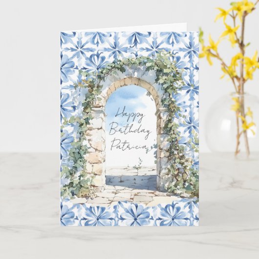 Blue Floral Sicilian Blue Skies View Kaart (Gele Bloem)