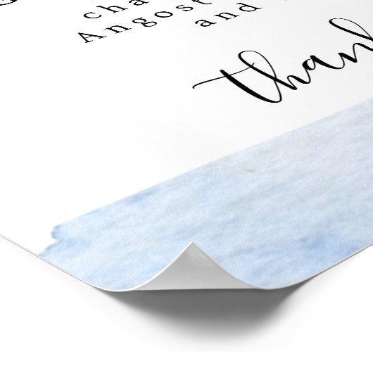 Blue Floral Signature Cocktails Wedding Bar Sign Poster (Hoek)