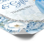 Blue Floral Silver Crown Quinceañera Kaarten & Ges Poster (Hoek)