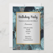  BLUE FLORAL SILVER GOLD BIRTHDAG KAART (Voorkant)