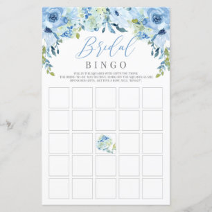 Blue floral Silver Rustige vrijgezellenfeest bingo