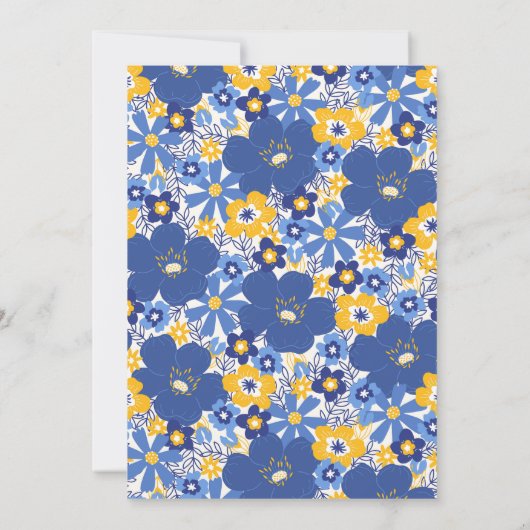 Blue Floral Simple Festive Family Hanukkah Party Kaart (Achterkant)
