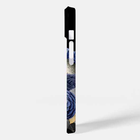 Blue Floral Skull Personalized Case-Mate iPhone Case (Achterkant / Links)