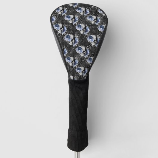 Blue Floral Skull Series Design 1 Golfheadcover (Voorkant)