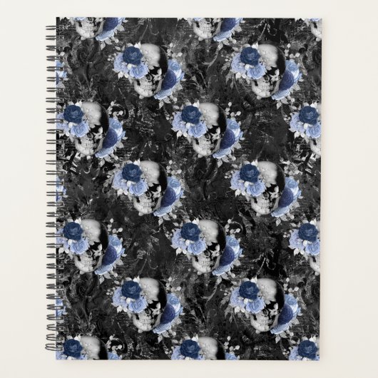 Blue Floral Skull Series Design 1 Planner (Voorkant)