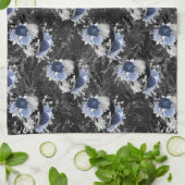 Blue Floral Skull Series Design 1 Theedoek (Gevouwen)