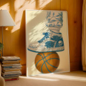 Blue Floral Skull Sneaker op Basketbal Poster