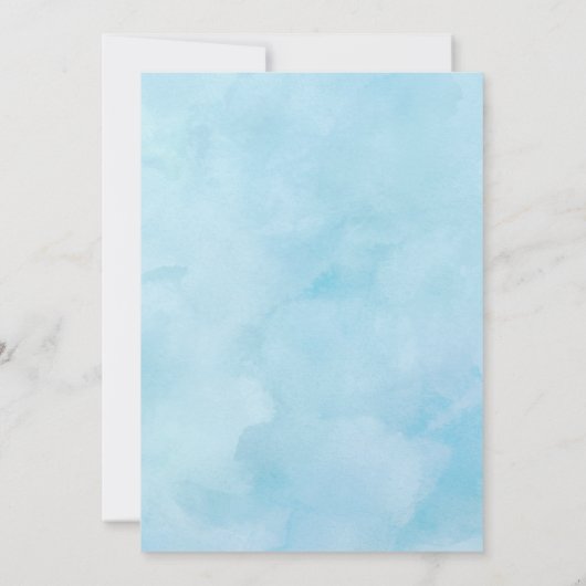 Blue Floral Sleeping Baby shower Invitation Kaart (Achterkant)