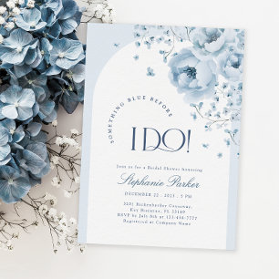 Blue Floral Something Blue Bow Vrijgezellenfeest Kaart