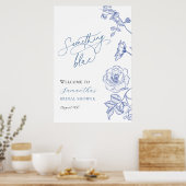 Blue Floral Something Blue Vrijgezellenfeest Welko Poster (Keuken)