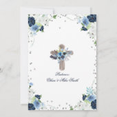 Blue Floral Spain Bautizo Invitacion Kaart (Achterkant)