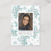 Blue Floral Spain Funeral Prayer Plaatskaartje (Voorkant)