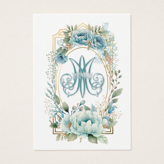 Blue Floral Spain Funeral Prayer Visitekaartje (Voorkant)