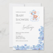 Blue floral Spanish Baby Shower Boy invitation Kaart (Voorkant)