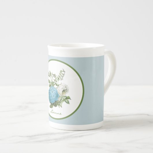Blue Floral Specialized Bone China Mok (Voorkant rechts)