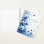 Blue Floral Spiral-bound Abstract Flower Botanical Planner (Display)