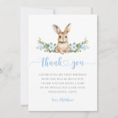Blue Floral Spring Rabbit Some Bunny 1st Birthday Bedankkaart (Voorkant)
