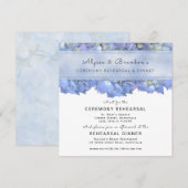 Blue Floral Square repesal Dinner Invitation Kaart (Voorkant / Achterkant)