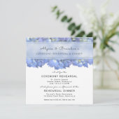 Blue Floral Square repesal Dinner Invitation Kaart (Staand voorkant)
