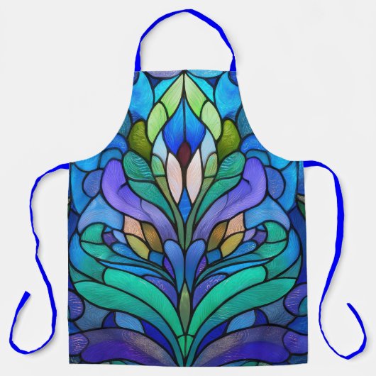 Blue floral stained glass schort (Voorkant)