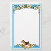 Blue Floral Stationery niet-bekleed Airedale Briefpapier (Voorkant / Achterkant)