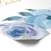 Blue Floral String Lights White Wedding Welcome Poster (Hoek)