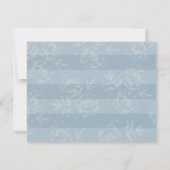 Blue Floral Stripe Wedding Invitation Kaart (Achterkant)