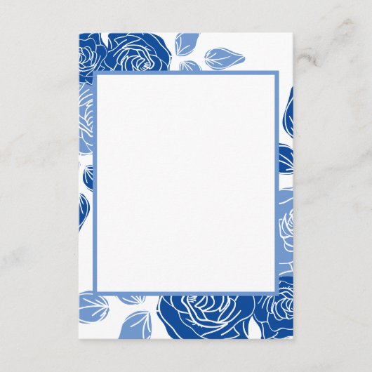 Blue Floral Stylish Roos Chic Simple Wedding Informatiekaartje (Voorkant)