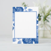 Blue Floral Stylish Roos Chic Simple Wedding Informatiekaartje (Staand voorkant)
