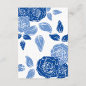 Blue Floral Stylish Roos Chic Simple Wedding Informatiekaartje (Achterkant)