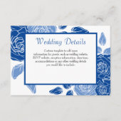 Blue Floral Stylish Roos Chic Simple Wedding Informatiekaartje (Voorkant)