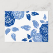 Blue Floral Stylish Roos Chic Simple Wedding Informatiekaartje (Achterkant)
