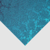 Blue Floral Succulent Print Pattern Metallic Tissuepapier (Detail)