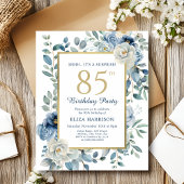 Blue Floral Surprise 85e budgetuitnodiging