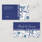 Blue Floral Swirls Trouwplaats instellen Kaarten Plaatskaartje (Voorkant / Achterkant)