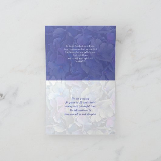 Blue Floral Sympathy Scripture Kaart (Binnen)