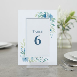 Blue Floral Table Number Kaart