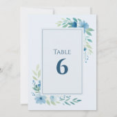 Blue Floral Table Number Kaart (Achterkant)