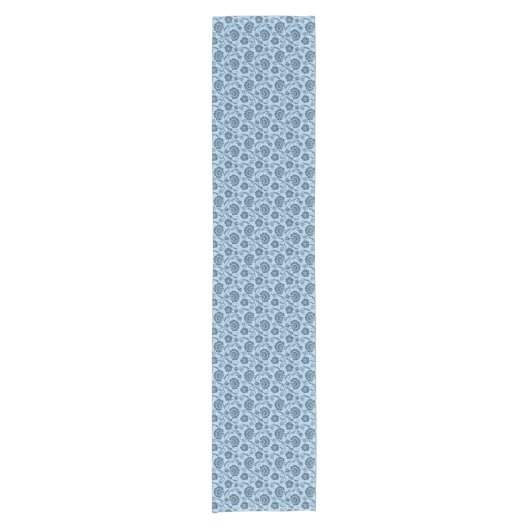 Blue Floral Table Runner Korte Tafelloper (Voorkant)