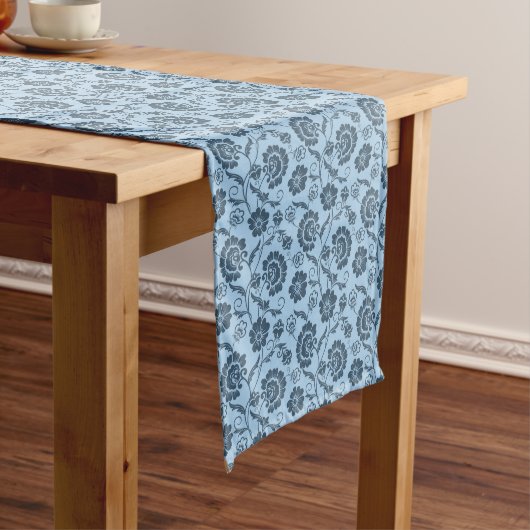 Blue Floral Table Runner Lange Tafelloper (Voorbeeld)