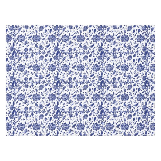 Blue Floral Tablecloth Tafelkleed (Voorkant (Horizontaal))