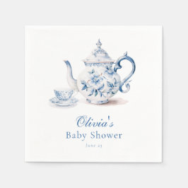 Blue Floral Tea Party Baby shower Servet