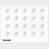 Blue Floral Tea Party Baby shower Vierkante Sticker (Vel)